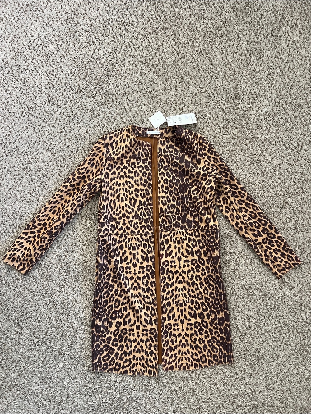 NWT Zara Womens leopard animal print jacket size small